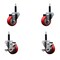 Service Caster 3'' Red Poly Wheel Swivel 3/4'' Expanding Stem Caster Set 2 Brakes, 4PK SCC-EX20S314-PPUB-RED-2-TLB-2-34 - alternate 1
